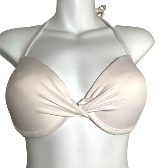 Mossimo White Ruched Bikini Top Size Large - Picture 9 of 13